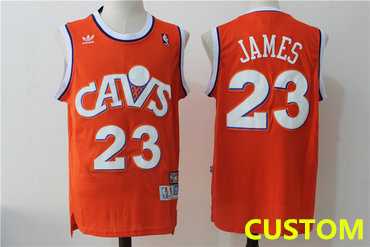 Mens Cleveland Cavaliers Custom Orange Hardwood Classics Swingman Jersey